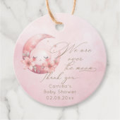 We zijn over het Moon Girl Baby shower Bedankjes Labels (Voorkant)