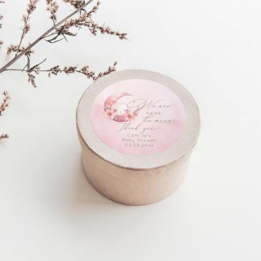 We zijn over het Moon Girl Baby shower Ronde Sticker