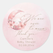 We zijn over het Moon Girl Baby shower Ronde Sticker (Voorkant)