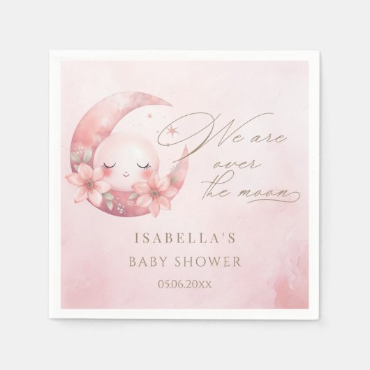 We zijn over het Moon Girl Baby shower Servet (Voorkant)