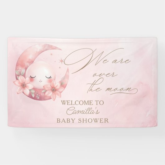We zijn over het Moon Girl Baby shower Spandoek (Horizontaal)