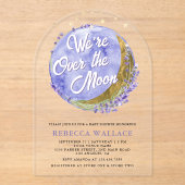 We zijn over het Moon Lavender Arch Baby shower Acryl Uitnodigingen (Voorkant)