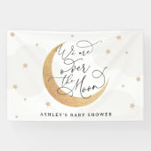 We zijn over het Moon Neutral Baby shower Spandoek (Horizontaal)