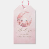 We zijn over het Moon Pink Girl Baby shower Cadeaulabel (Voorkant)