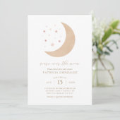 We zijn over het Moon Pink Gold Girl Baby shower I Kaart (Staand voorkant)