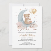 We zijn over het Moon Teddy Bear Baby shower Kaart (Voorkant)