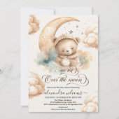 We zijn over het Moon Teddy Bear Baby shower Kaart (Voorkant)