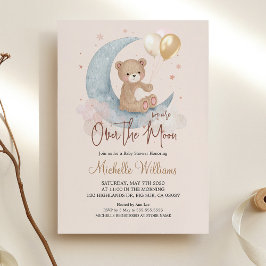 We zijn over het Moon Teddy Bear Baby shower Kaart
