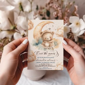 We zijn over het Moon Teddy Bear Baby shower Kaart