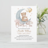 We zijn over het Moon Teddy Bear Baby shower Kaart (Staand voorkant)