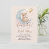 We zijn over het Moon Teddy Bear Baby shower Kaart (Staand voorkant)
