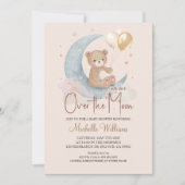 We zijn over het Moon Teddy Bear Baby shower Kaart (Voorkant)