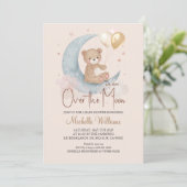 We zijn over het Moon Teddy Bear Baby shower Kaart (Staand voorkant)