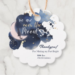 We zijn over the moon baby shower blauw dank je bedankjes labels