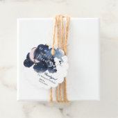 We zijn over the moon baby shower blauw dank je bedankjes labels (In situ)