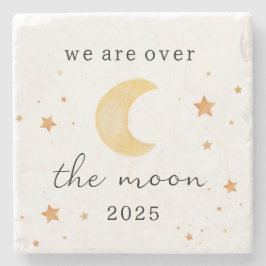 "We zijn over the moon" Baby shower Drink Onderzet Stenen Onderzetter
