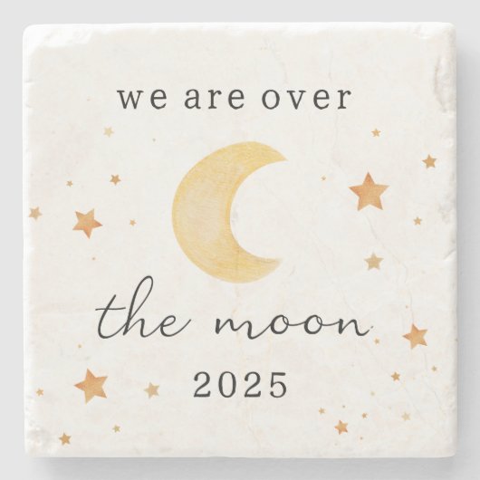 "We zijn over the moon" Baby shower Drink Onderzet Stenen Onderzetter (Voorkant)