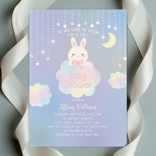 We zijn over the Moon Little Bunny Girl Baby showe Kaart