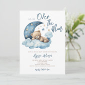We zijn over the Moon Teddy Bear Baby shower Kaart (Staand voorkant)