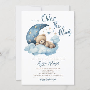 We zijn over the Moon Teddy Bear Baby shower Kaart