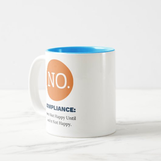 We zijn pas blij als je geen gelukkige mok bent (Voorkant links)