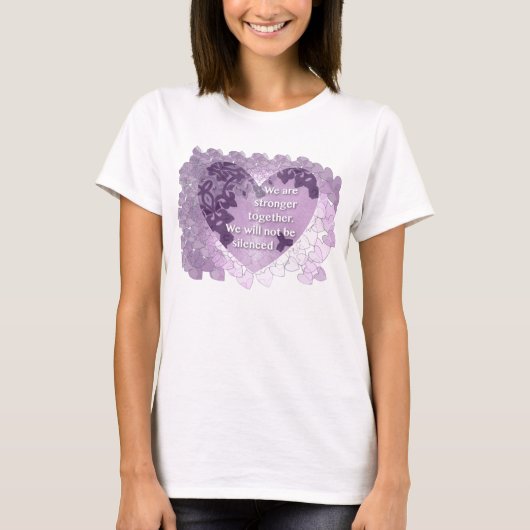 We zijn samen sterker, we zullen niet het zwijgen t-shirt (Voorkant)