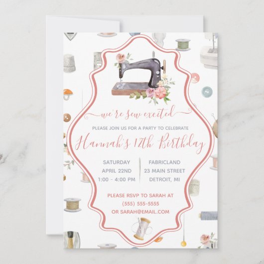 We zijn Sew Excited! Naaigoed met geboorte Kaart (Voorkant)