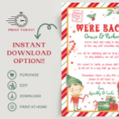 We zijn terug brief van uw kerst elf kaart