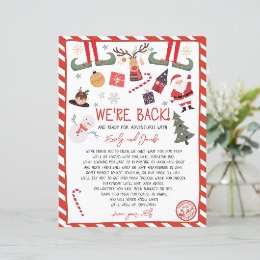 We zijn terug Elf Aankomst Brief Elves Kerstmis (Staand voorkant)
