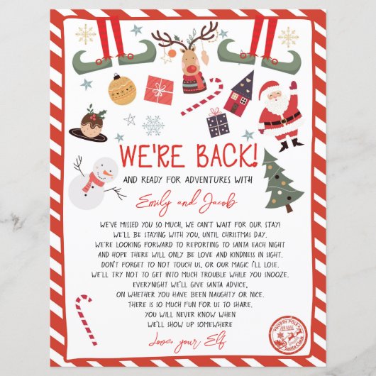 We zijn terug Elf Aankomst Brief Elves Kerstmis (Voorkant)