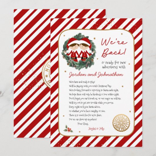 We zijn terug Elf Letter Kaart (Voorkant / Achterkant)