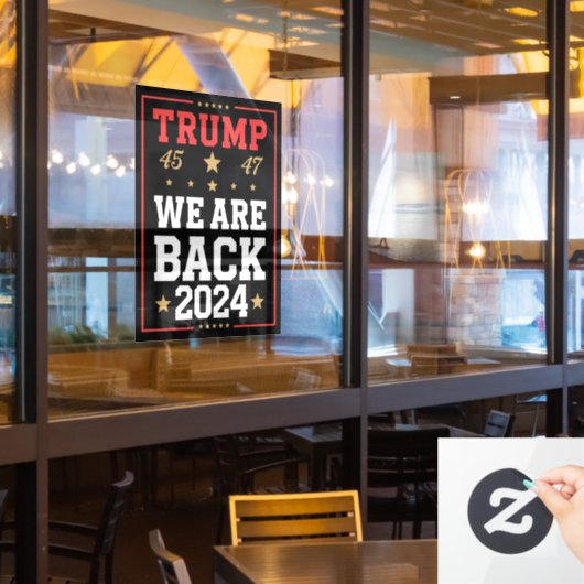 We zijn terug Trump USA Vlag Verkiezingswinnaar 47 Raamsticker (Restaurant Raam)