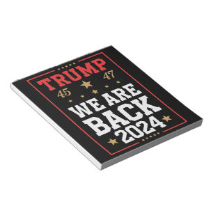 We zijn terug Trump VS Vlag Verkiezing Winnaar 47e Notitieblok