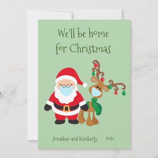 We zijn thuis kerstkerstkerstkerstman, 2020. feestdagenkaart (Voorkant)