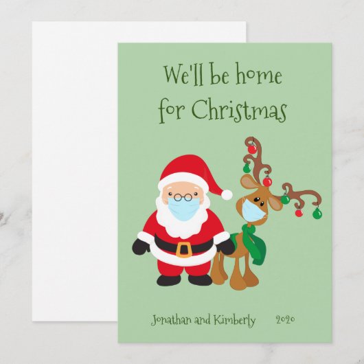 We zijn thuis kerstkerstkerstkerstman, 2020. feestdagenkaart (Voorkant / Achterkant)