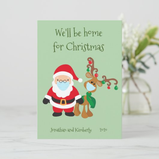 We zijn thuis kerstkerstkerstkerstman, 2020. feestdagenkaart (Staand voorkant)