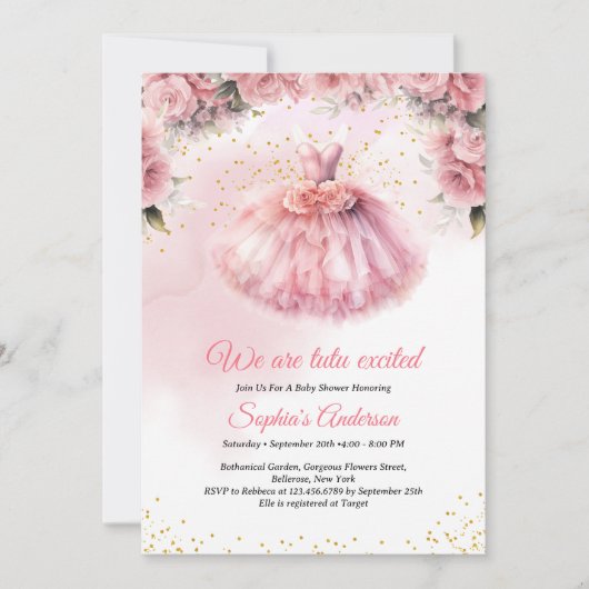 We zijn Tutu enthousiast Baby shower uitnodiging (Voorkant)