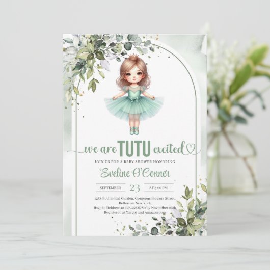 We zijn tutu enthousiast tutu groen en goud kaart (Staand voorkant)