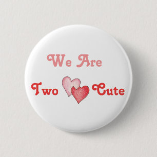 We zijn twee klusjes - harten ronde button 5,7 cm