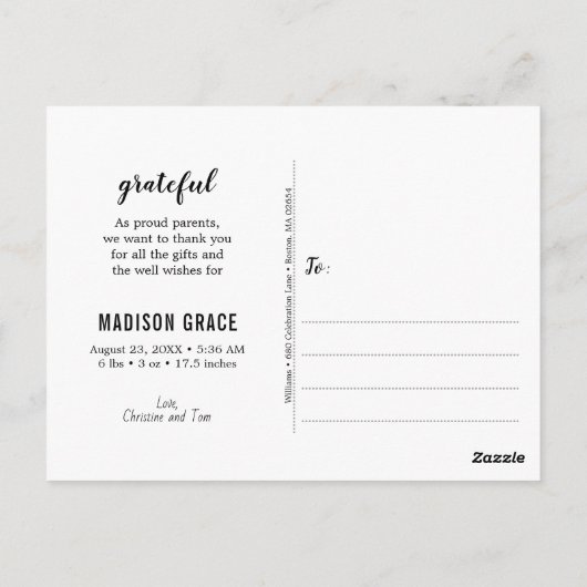 We zijn verbluffend geboortebericht Dank je wel Briefkaart (Achterkant)