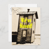 We zijn verhuisd!  2 verdiepingen tellend bijgebou aankondigingskaart (Voorkant / Achterkant)