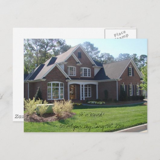 We zijn verhuisd! 315 Felspar Way, Cary, NC 27511 Aankondigingskaart (Voorkant / Achterkant)