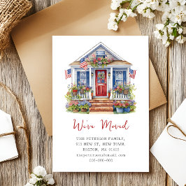 We zijn verhuisd | 4 juli Nieuwe woning verhuizen Aankondigingskaart