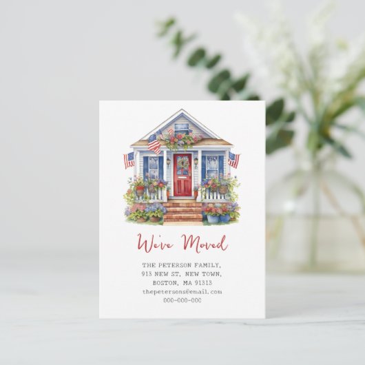 We zijn verhuisd | 4 juli Nieuwe woning verhuizen Aankondigingskaart (Staand voorkant)