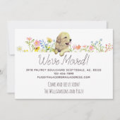 We zijn verhuisd. Aankondiging Golden Retriever Pu (Voorkant)