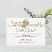 We zijn verhuisd. Aankondiging Golden Retriever Pu (Staand voorkant)