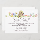 We zijn verhuisd. Aankondiging Golden Retriever Pu (Voorkant / Achterkant)