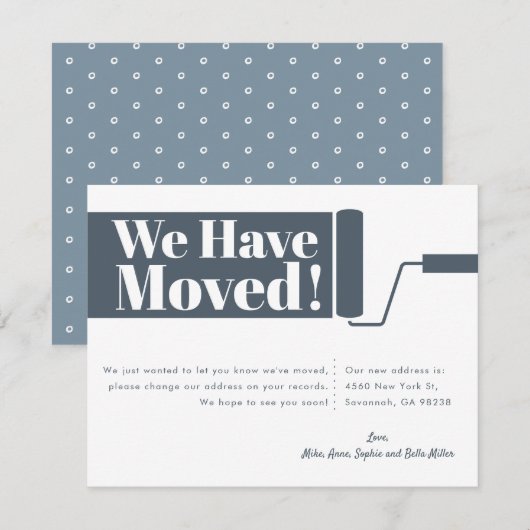 We zijn verhuisd aankondiging Kaart | Blauw (Voorkant / Achterkant)