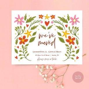 We zijn verhuisd, aankondiging nieuw thuisadres briefkaart