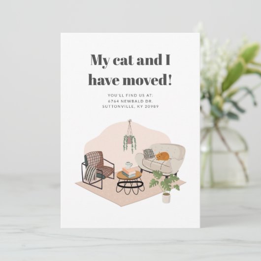 We zijn verhuisd adres chique verhuizen aankondiging (Staand voorkant)